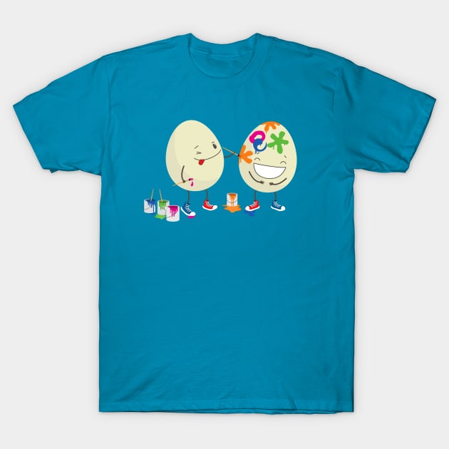 Funny Easter eggs decorating each other T-Shirt by hyperactive